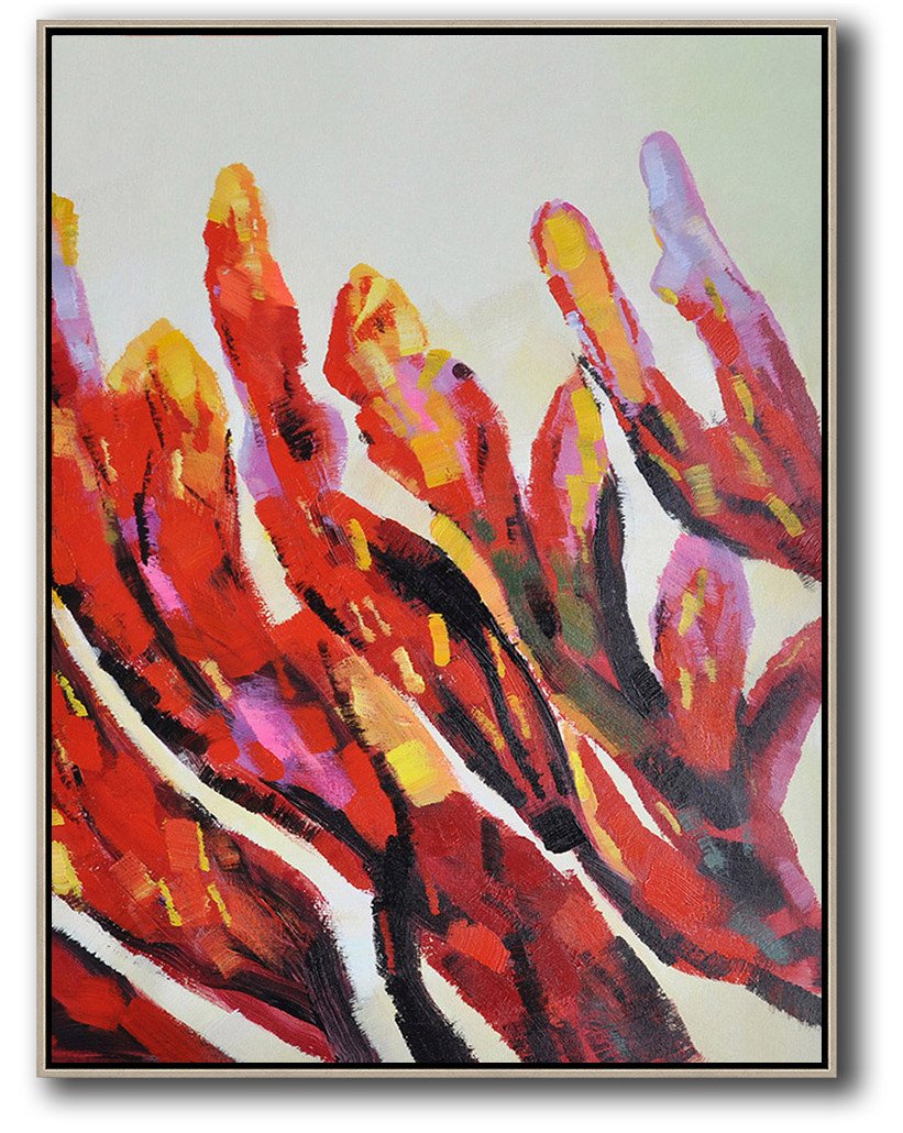 Vertical Palette Knife Contemporary Art #L3B canvas decor